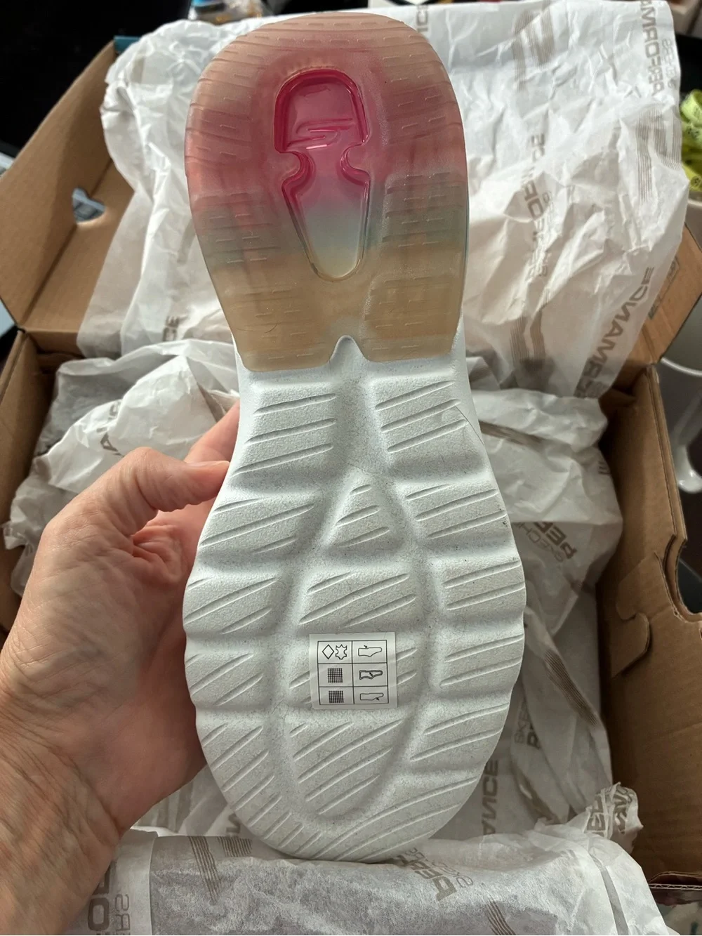 Skechers White Slip-On Sneakers with Rainbow Heel Bubble